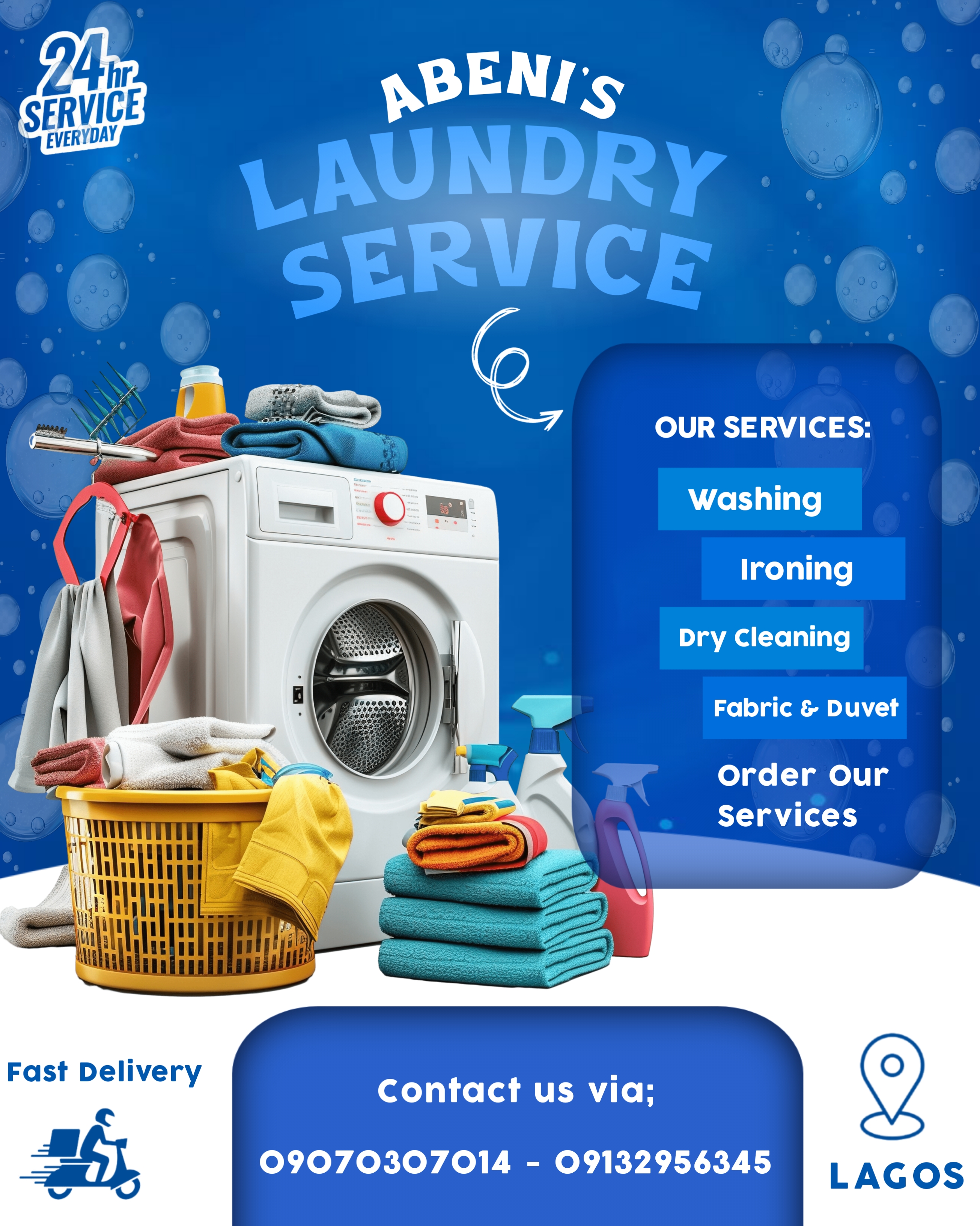 Abeni's Laundry Service promotional design